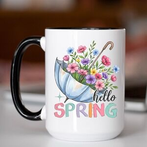 Coffee Mug, Hello Spring Coffee Mug, Funny‎ Coffee Cup